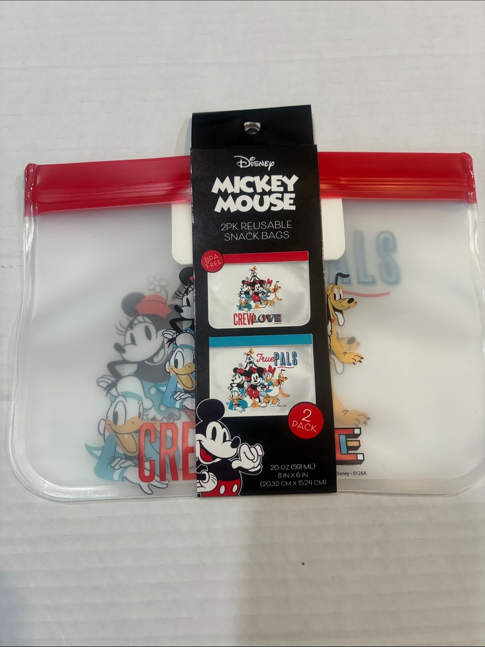 Disney Mickey Mouse Reusable Snack Bags - Clear with Red Trim